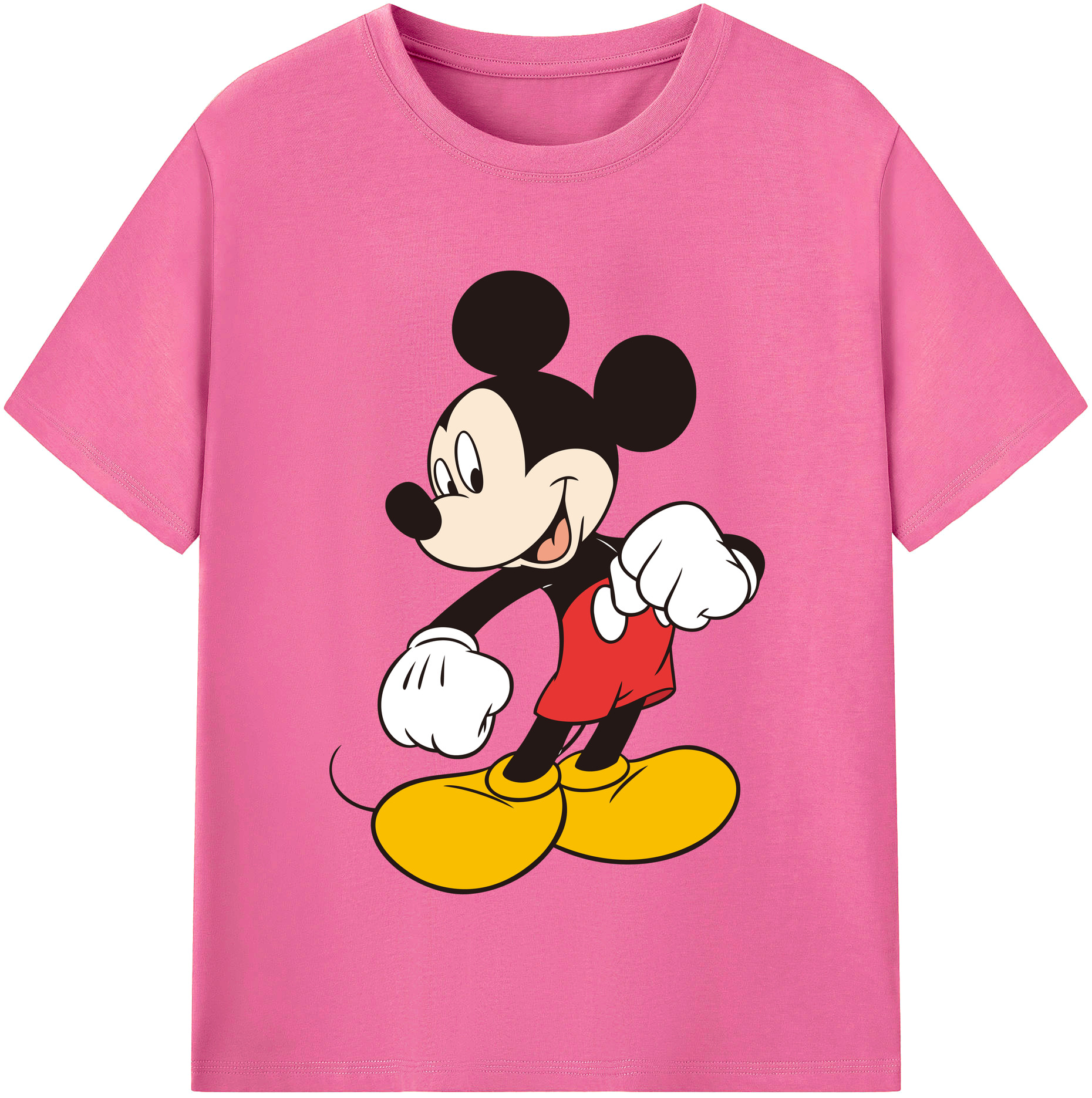 （画像用） ミッキーマウス Mickey Mouse レディースカジュアルプリントTシャツ（綿100％）